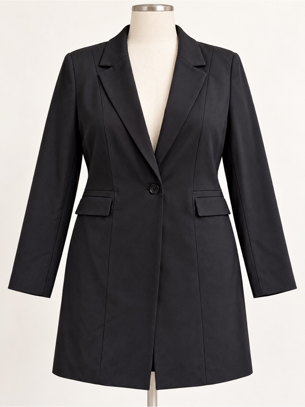 DKNY Black Longline Blazer Size 18 NWT Single Button Tailored Jacket